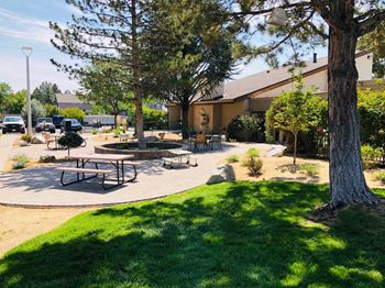 New picnic area behind pool